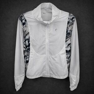 Zyia Active White Marble Mesh Lightweight Packable Jacket size L Cinch Active